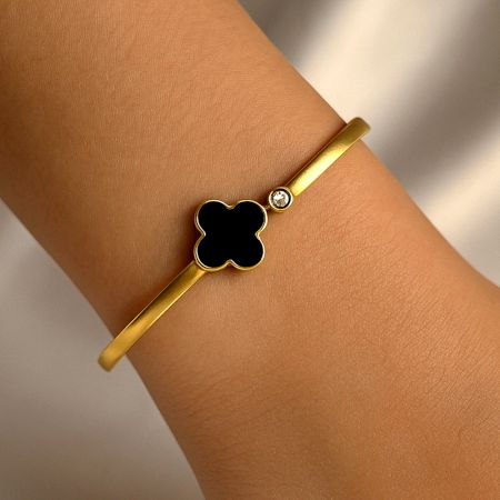 18K Gold Plated Black Cubic Zirconia Inspired Kada